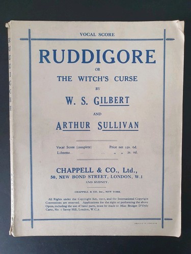 Vocal score ruddigore the - score, or